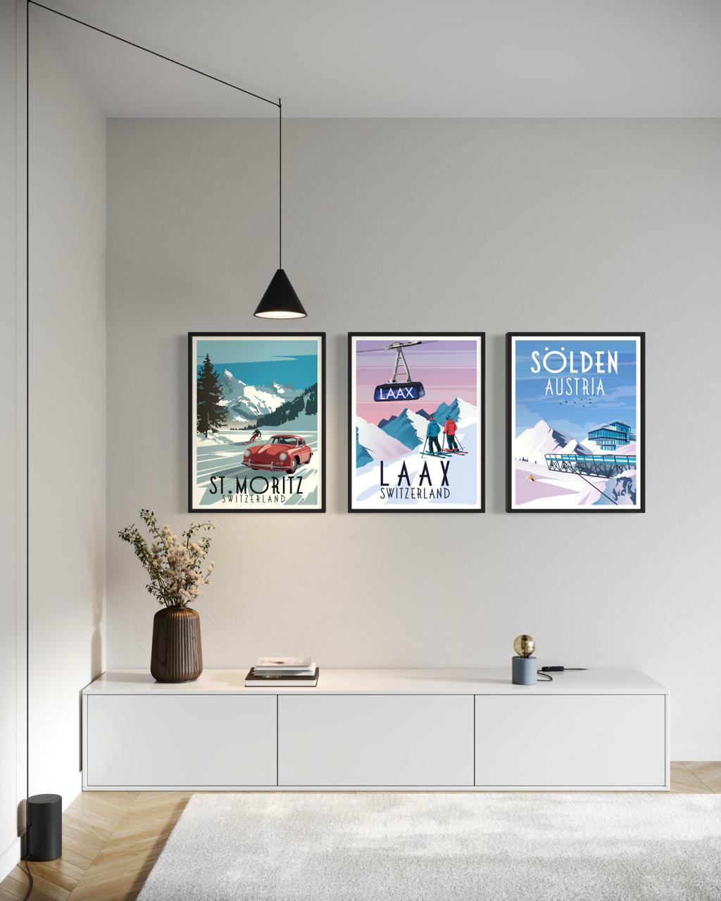 Laax Schweiz Kunstdruck