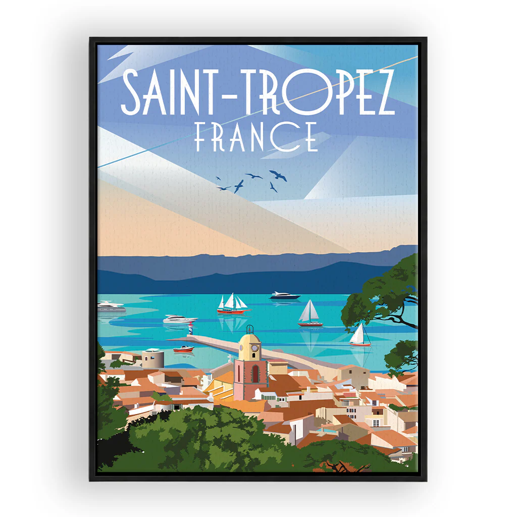 saint-tropez Leinwand Rahmen Schwarz