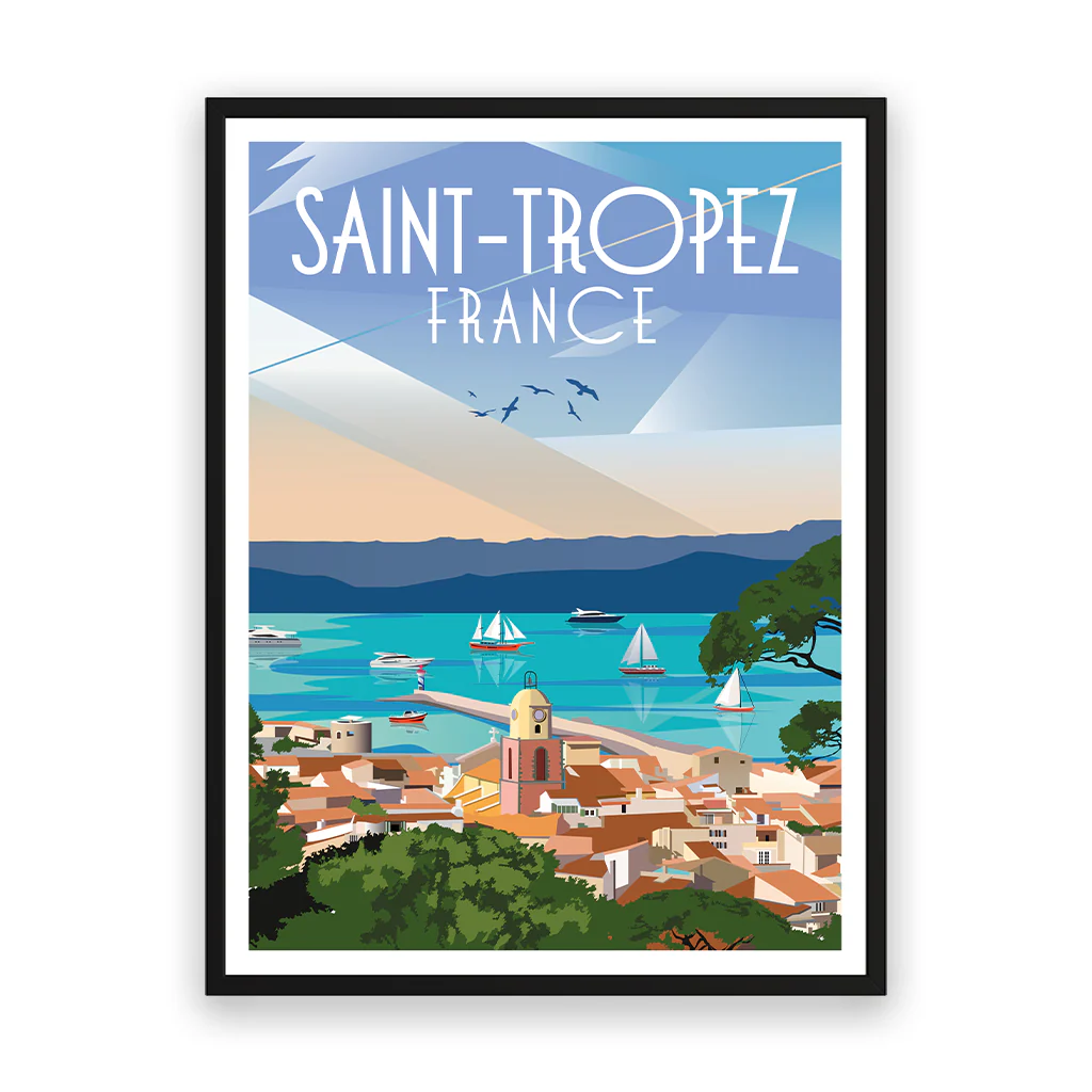 saint-tropez Poster Rahmen Schwarz
