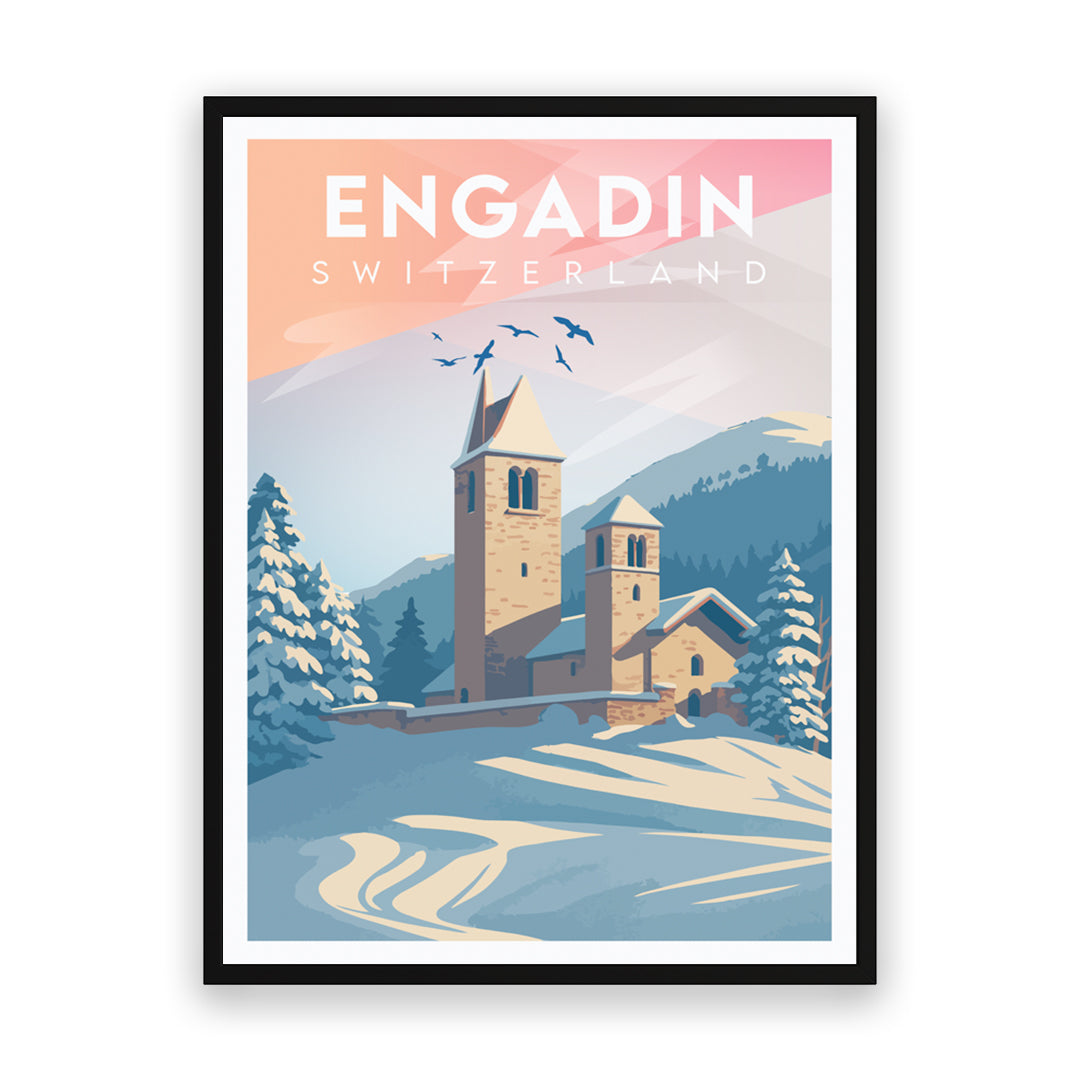 Engadin Schweiz Kunstdruck