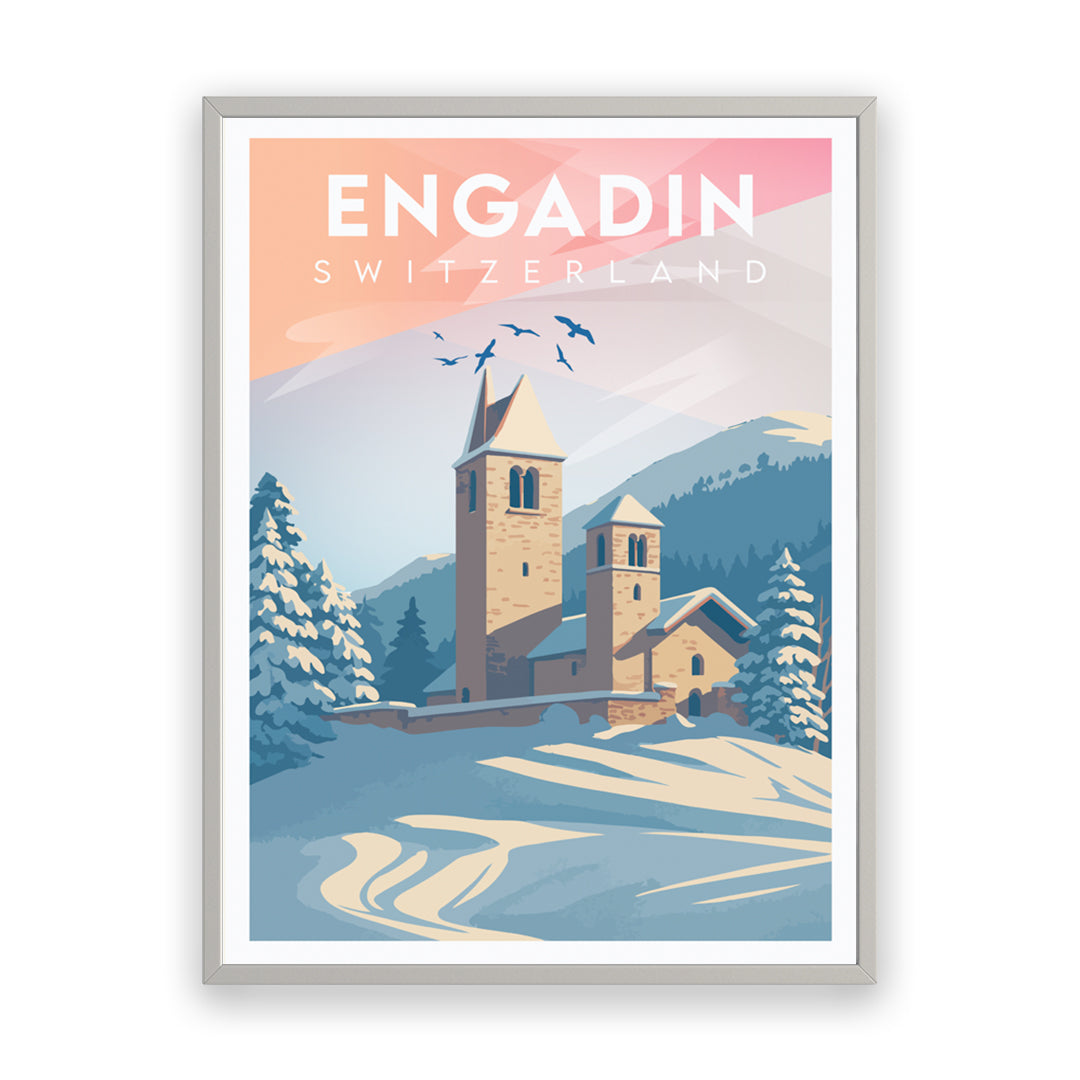 Engadin Schweiz Kunstdruck