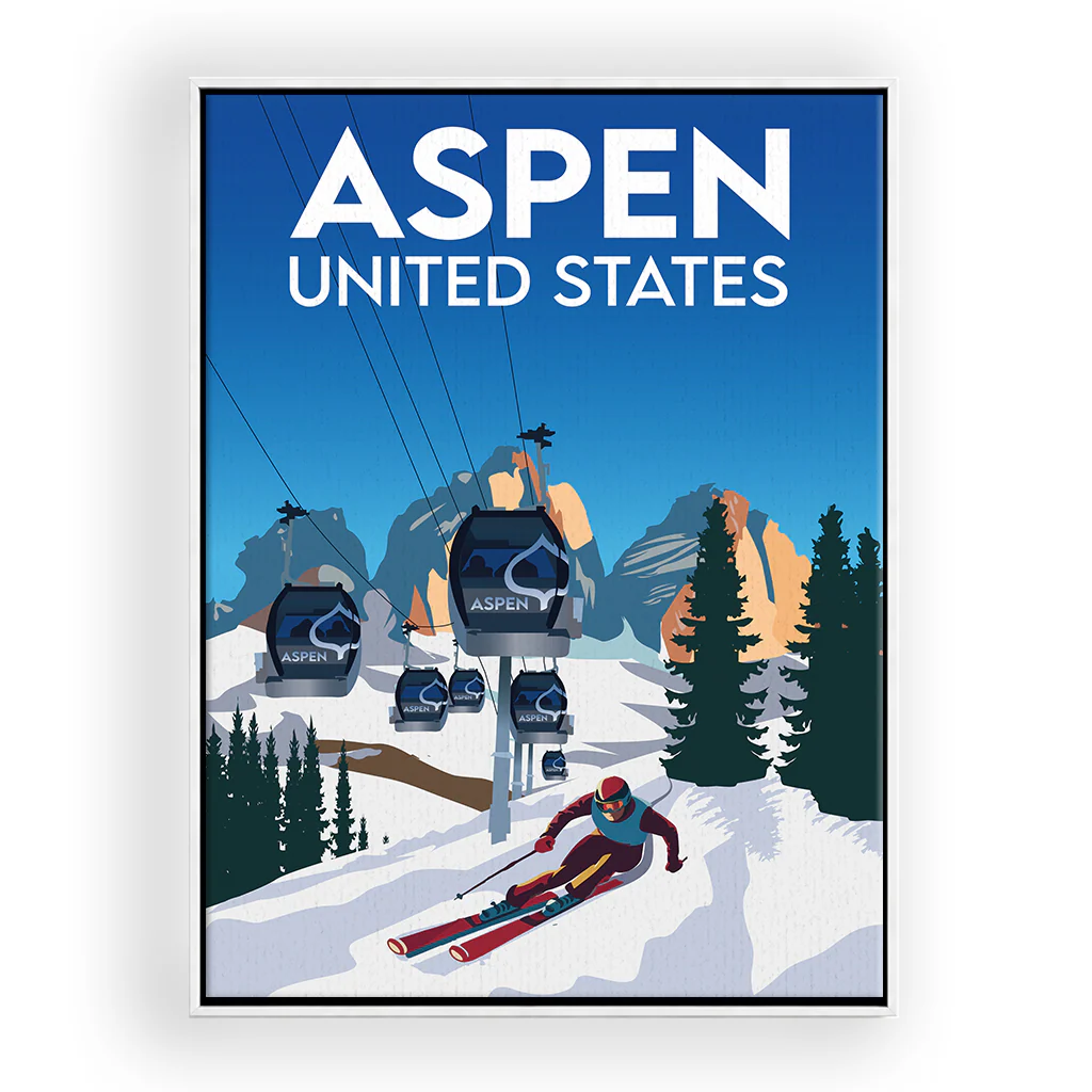 aspen Leinwand Rahmen Weiss