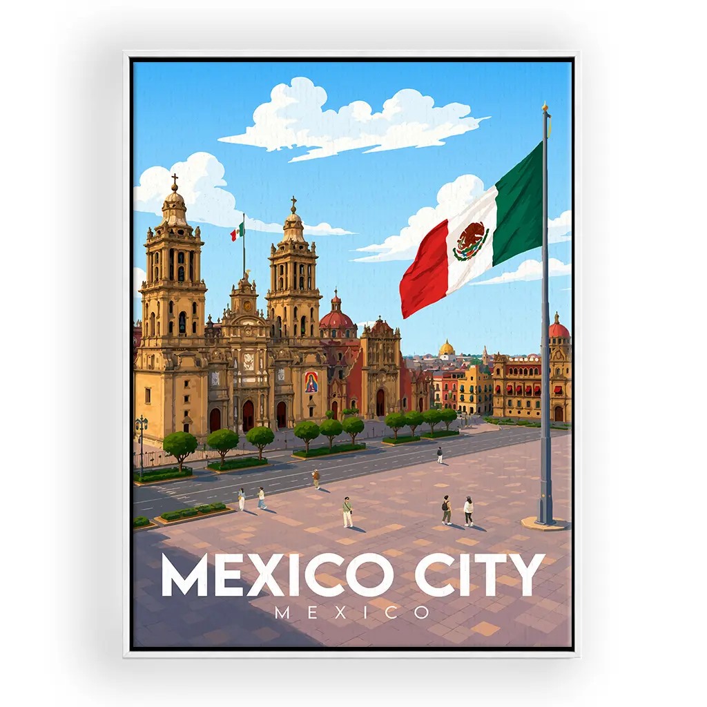mexico-city leinwand_rahmen_weiss