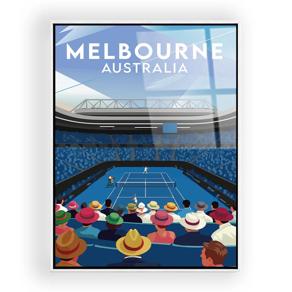 tennis-melbourne acryl_rahmen_weiss